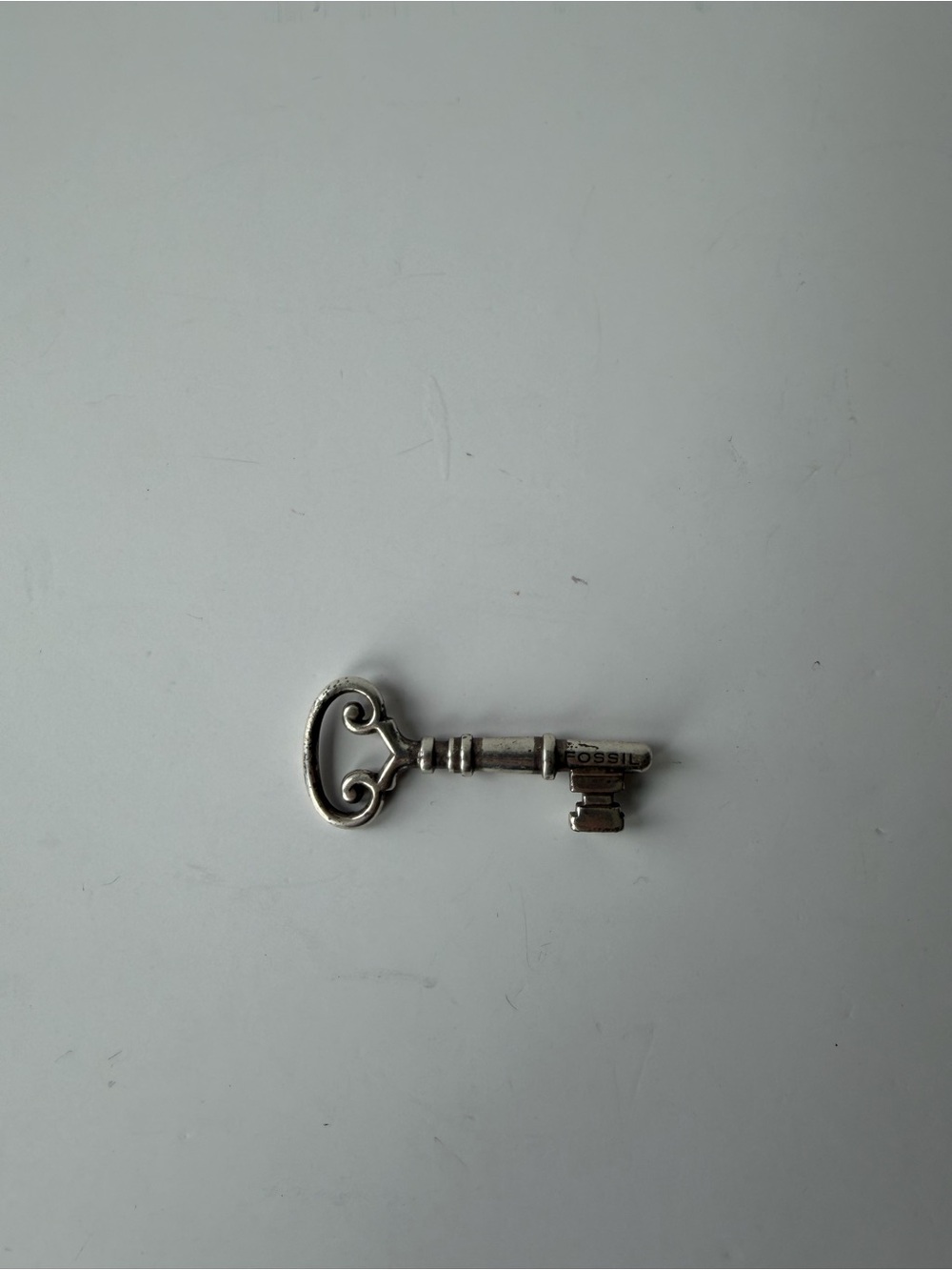 Fossil Metal Key Ornament Silver Skeleton Key